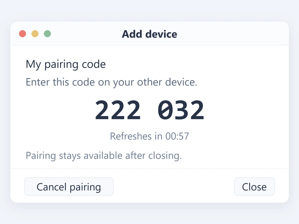 Illustration of Zipover displaying a six-digit code for the other computer.